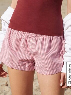 John Galt Red Gingham Keira Boxer Shorts One Size